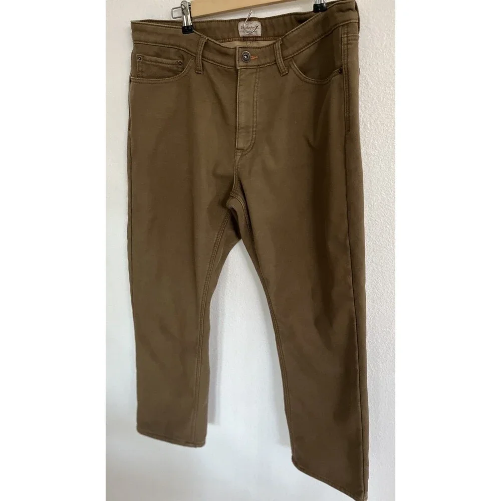Weatherproof Vintage Mens Fleece Lined Canvas Utility Pants Sz 36x30 Brown